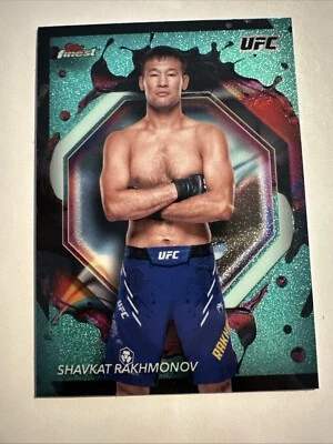 Shavkat Rakhmonov 2024 Topps Finest UFC Aqua Glitter Rare SP - Image 1 of 2