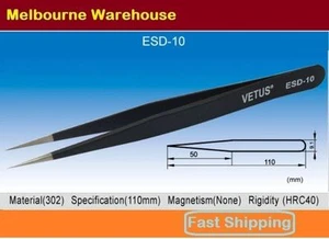 VETUS Original Genuine High Quality Anti-static Switzerland Tweezers ESD-10 - Picture 1 of 1