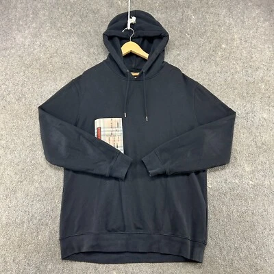 Burberry Sweater Mens Small Black Hoodie Nova Check Oversized Pocket Designer - Image 1 of 4