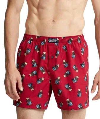 Polo Ralph Lauren Para Hombres Oso de Vacaciones Estampado Wov Park Avenue Rojo BOXER L Foto 1 de 4