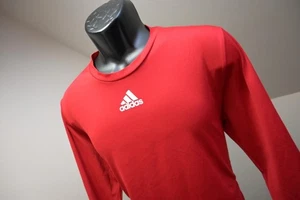 Adidas Gym Shirt Aeroready Performance Red Long Sleeve Athletic Mens Sz Large - Picture 1 of 9