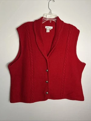 Chaleco de lana Coldwater Creek para mujer 3X rojo botón delantero - impecable Foto 1 de 4