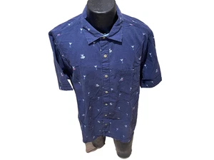 TOMMY BAHAMA NAVY BLU S/S SEERSUCKER HAWAIIAN PRINT COT/TENCEL SPORT SHIRT LT/GL - Picture 1 of 4