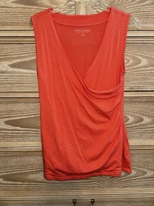 Soft Surroundings Sleeveless Faux Wrap Top Orange Coral Size Small - Picture 1 of 3