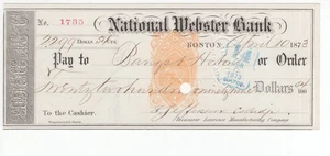 Thomas Jefferson Coolidge Signed Bank Check 1873 / Autographed - Picture 1 of 2