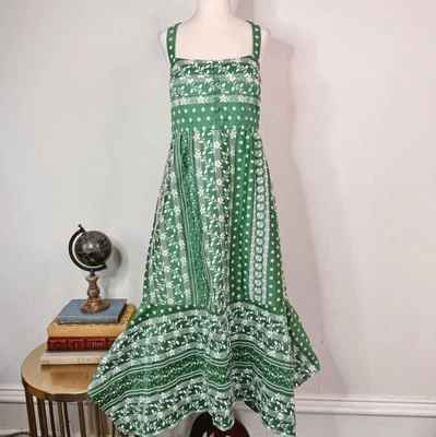NWT Erdem Oleanna Embroidered Midi Dress Silk Cotton Green Ditsy Floral Size 12 - Image 1 of 4
