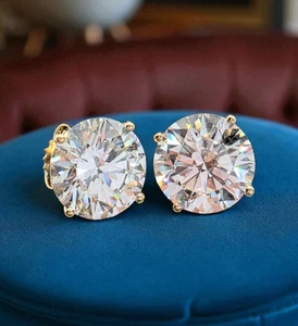 5.00 Ct D VS2 Round Lab Grown Martini Diamond Studs 14k Gold IGI Certified - Picture 1 of 9