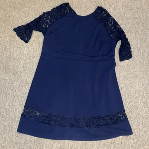 Yours London Women's Navy Lace Occasion Dress U.K. Size 26-28 Stretch - Picture 1 of 7