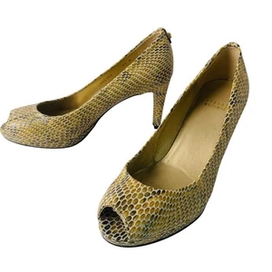 Stuart Weitzman Size 8.5 M Logo Plainfield Snake Print Leather Pumps Pep Toe - Picture 1 of 12