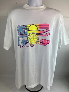Vintage Neon Florida Single Stitch Souvenir T-Shirt Size XL - Picture 1 of 8