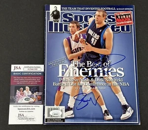 Steve Nash & Dirk Nowitzki Signed Sports Illustrated Magazine Mavericks JSA COA - Picture 1 of 2