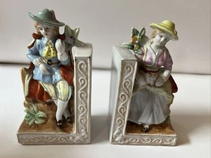 Antique Porcelain Victorian Bookends Man & Woman - Picture 1 of 14