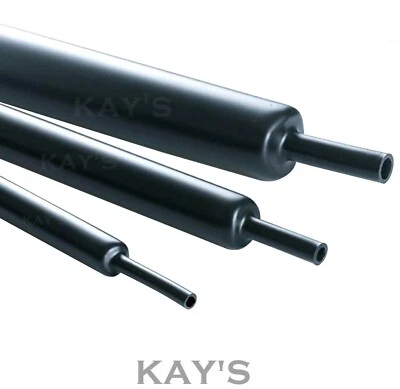 BLACK HEAT SHRINK TUBE ELECTRICAL SLEEVING CAR CABLE/WIRE HEATSHRINK TUBING WRAP - Image 1 of 4