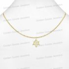Real 14Kt Yellow Gold Unisex Star Of David Charm Pendant Valentino Free Chain