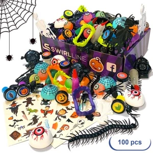 100 Pack Halloween Goodie Bag Fillers Party Favors for Kids Toy Carnival Prizes - Picture 1 of 8