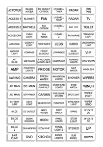 96 White / Black Boat Marine Panel Fuse Switch Gauges Label Sticker Decal Pack - Foto 1 di 1