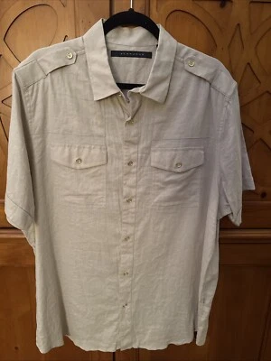 CAMISA SEAN JOHN ABOTONADA MEZCLA LINO DETALLE BOTÓN DORADO TALLA 2XL Y2K Foto 1 de 4