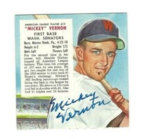 Mickey Vernon 1954 Redman Tobacco signed auto autographed card Senators