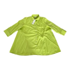 Nueva Blusa Finley Verde Claro Trapecio Manga 3/4 Cuello Abotonada Talla XXXL - Imagen 1 de 14