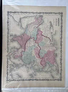1860 ANTIQUE JOHNSON'S FAMILY ATLAS-MAP OF ASIA-HAND COLORED - Picture 1 of 3