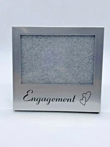 Stylish Brushed Silver Metal Engagement Love Heart Standing Photo Frame - Picture 1 of 6