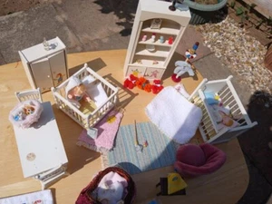 Dolls House 1.12 Scale Furniture Job Lot Nursery with babies - Picture 1 of 8