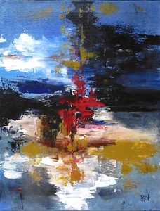 Zeitgenössisches Original Abstraktes Reflexionsgemälde Wandbild von Rain Crow - Bild 1 von 7