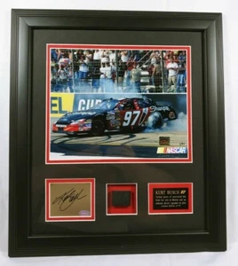 Kurt Busch Signed Framed Photo Plaque with Piece of Race Used Tire Limited to 97 - Picture 1 of 6