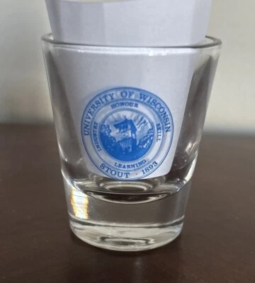 1980's University of Wisconsin Stout Blue Devils Shot Glass NCAA Vtg UW Football - Image 1 of 4
