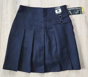 French Toast School Uniform Juniors size 11 Two Tab Pleated Scooter Skirt Navy  - Picture 1 of 7