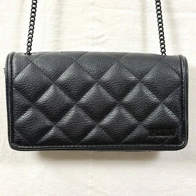 DKNY Mini Quilted Crossbody Bag Black Rectangular Rivi Chain Clutch Purse - Image 1 of 4