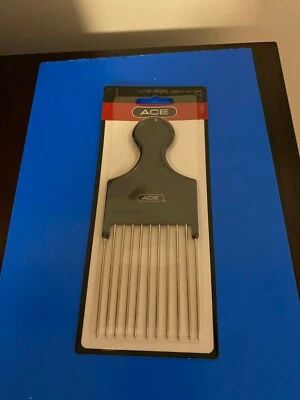 NEW ACE BLACK WIDE TOOTH METAL PICK COMB, DETANGLING, CREATES VOLUME FOR HAIR - Image 1 of 4