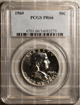1960 50C Silver Franklin Head Half-dollar Proof 66 PCGS # 16085279 + Bonus - Image 1 of 2