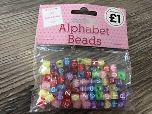 Coloured Alphabet Beads, 25g, New