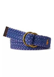 Polo Ralph Lauren  Men's Leather-Trim Braided Belt D Ring Belt Blue Royal M 36 - Picture 1 of 2