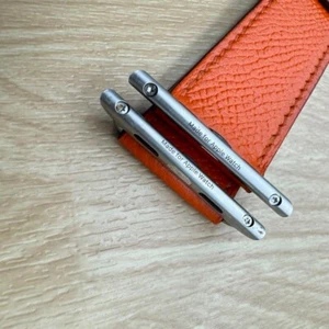 HERMES Apple Watch 46/45/44/42mm Orange Leather Band Single Tour Used no box - Picture 1 of 9
