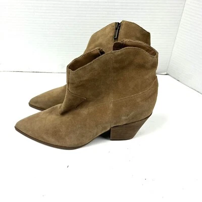Lucky Brand Ellamy Tan Suede Western Style Ankle Boots Sz 9.5M Coastal Cowgirl - Image 1 of 4