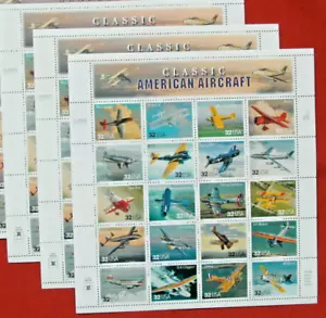 Two Sheets x 20 = 40 of CLASSIC AMERICAN AIRCRAFT 32¢ US Stamps. USA Sc # 3142 - Picture 1 of 5