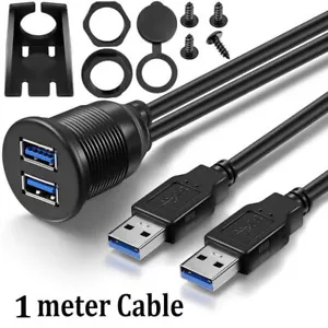 2 Ports Dual USB 3.0 Extension AUX Flush Mount Car Panel Mount Extension Cable - Picture 1 of 7