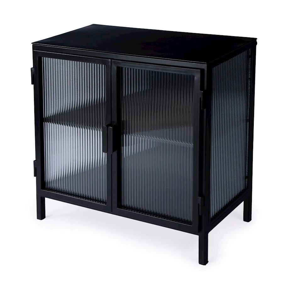 Butler Hoxton Ribbed Glass Accent Cabinet, Black - 5704025 — 第 1/1 张图片