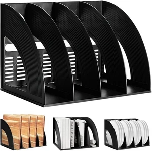 SAYEEC 4-Compartment Standing File Holder Desktop Organizer Black - Picture 1 of 9