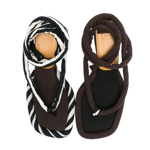 Ugo Paulon 100 Gibbs Thong Sandals Black / Brown Stripe BBW Sz 35 Handmade $530 - Picture 1 of 12