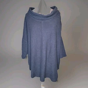 CJ Banks Blue Cowl Neck Cotton Sweater Womens Plus Size 3X Short Sleeve Top - Picture 1 of 9
