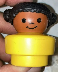 little people Chunky African American Girl  Black Hair Yellow Shirt - Picture 1 of 4