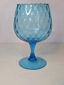 VTG Brandy Snifter Teal Empoli Style Hand Blown Glass A6 - Picture 1 of 5