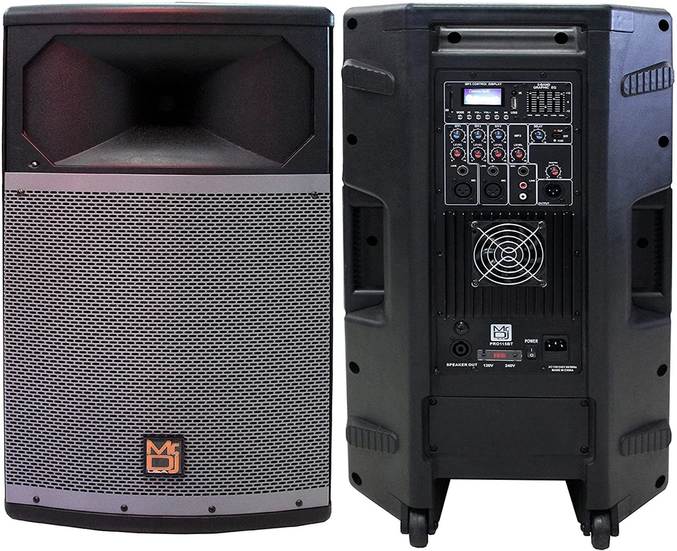 Mr. DJ PRO115BT 2-way Single 15” Portable Active Full Range Speaker 4500 Watts