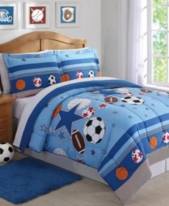 New My World Sports and Stars Comforter Set Twin 2 Piece Set Multicolor - Picture 1 of 7