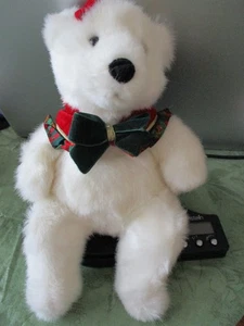 1997 Vintage Commonwealth weißer flauschiger Plüsch Weihnachten 11 Zoll Teddybär kostenloser Versand - Bild 1 von 6