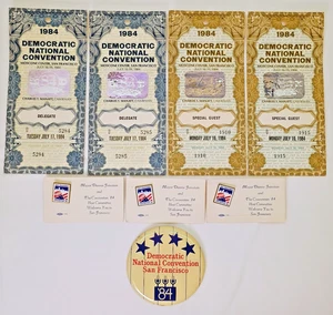 Colección de delegados de la Convención Nacional Demócrata 1984 con 4 pines de pase + botón - Imagen 1 de 16