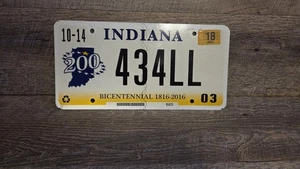 Abgelaufenes Indiana Nummernschild "434LL" Indiana Zweihundertjahr Bartholomew Co. - Bild 1 von 8